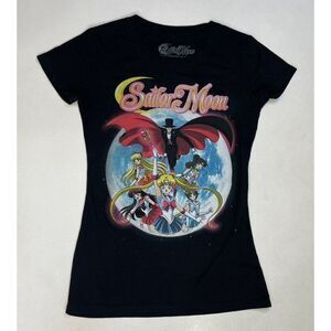 Sailor Moon Anime Graphic T-shirt Women Small Black Short Sleeve